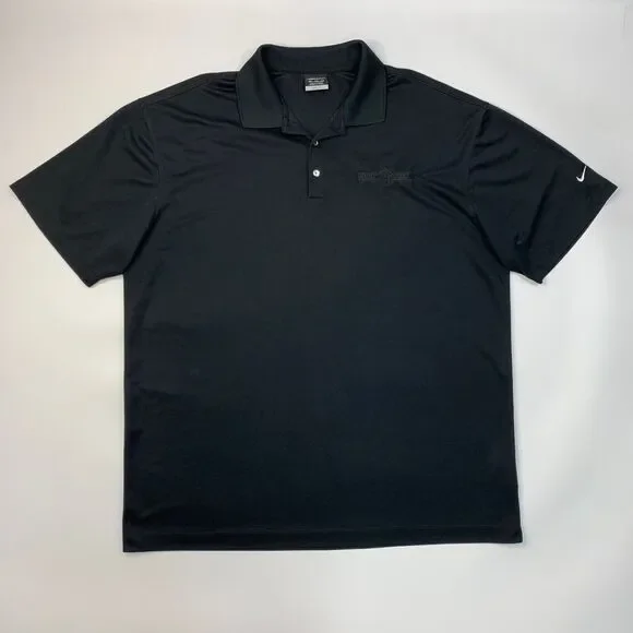 Nike Polo Shirt Mens XXL 2XL Black Golf Dri Fit Micro Pique Performance - Picture 2 of 16